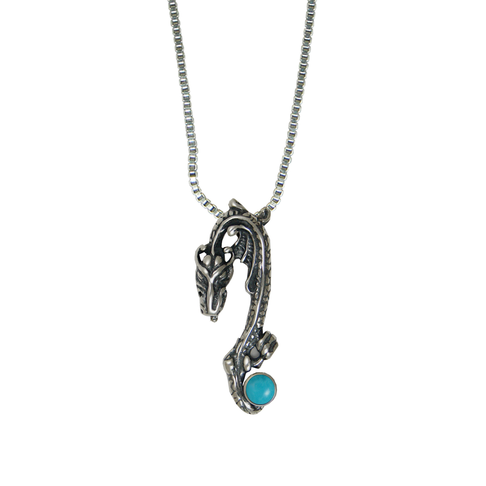 Sterling Silver Turquoise The Sleeping Dragon Pendant